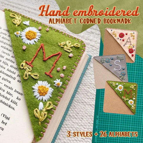 Hand Embroidered Alphabet Corner Bookmark